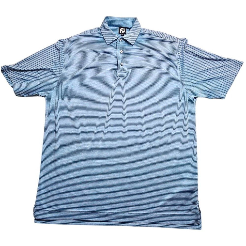 FootJoy Mens Striped Short Sleeve‎ Golf Polo Shirt Blue Navy XL 27422